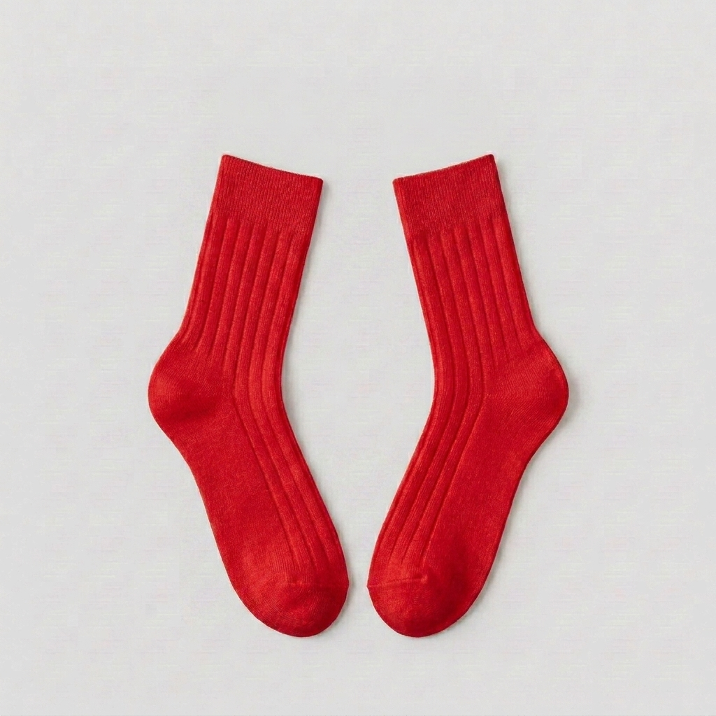 Meias quentes em lã merino Komfort em vermelho