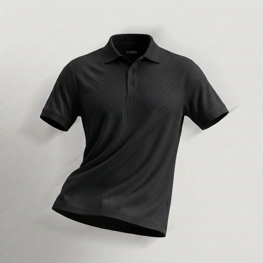 Polo de desporto respirável Komfort em preto