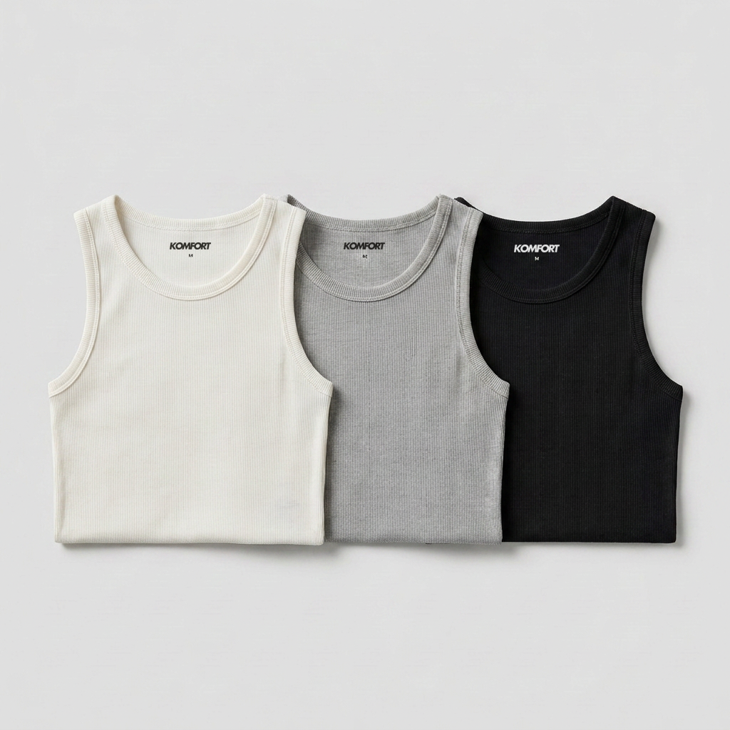 Camisola de Alças em Algodão Canelado