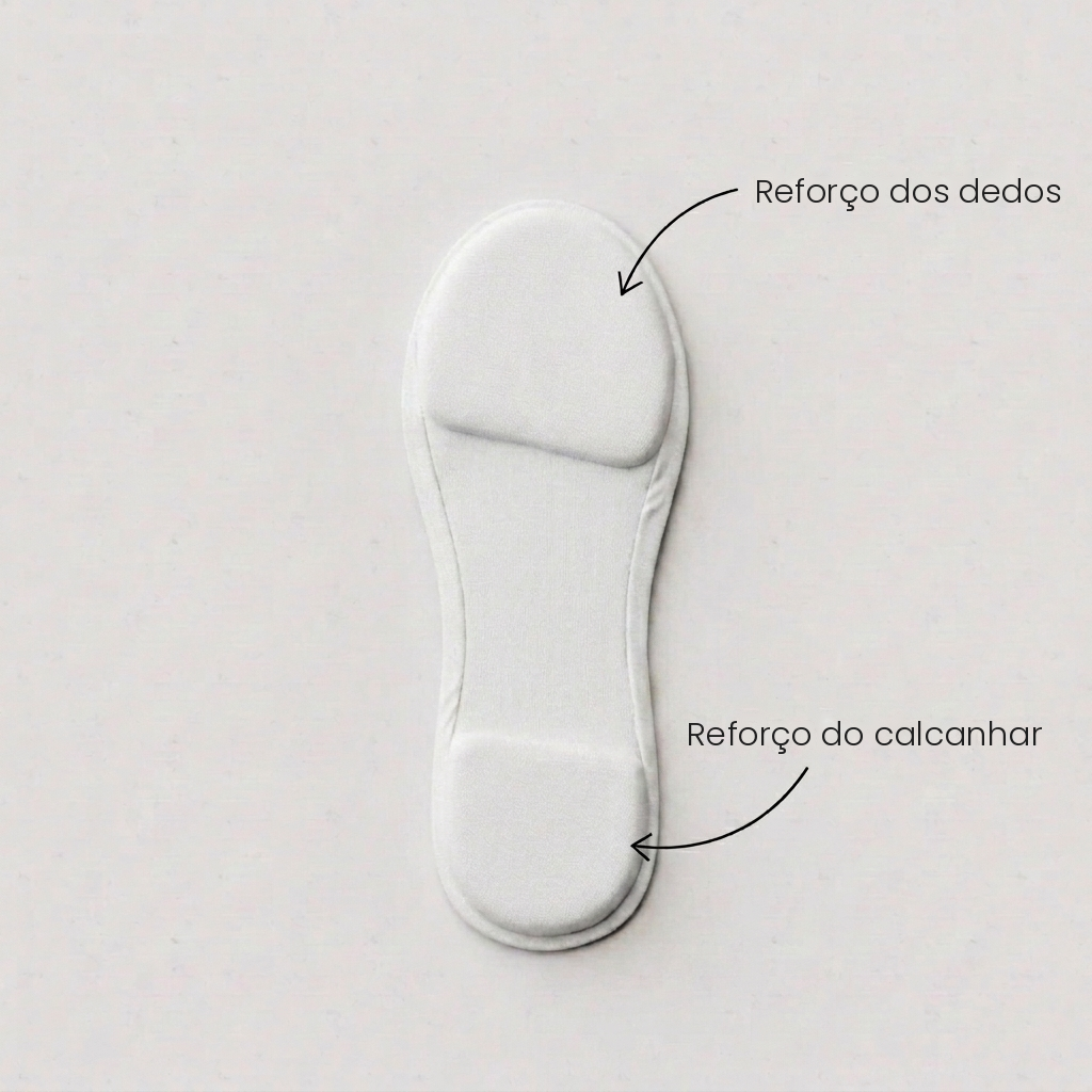 Detalhe da palmilha reforçada das meias invisíveis Komfort