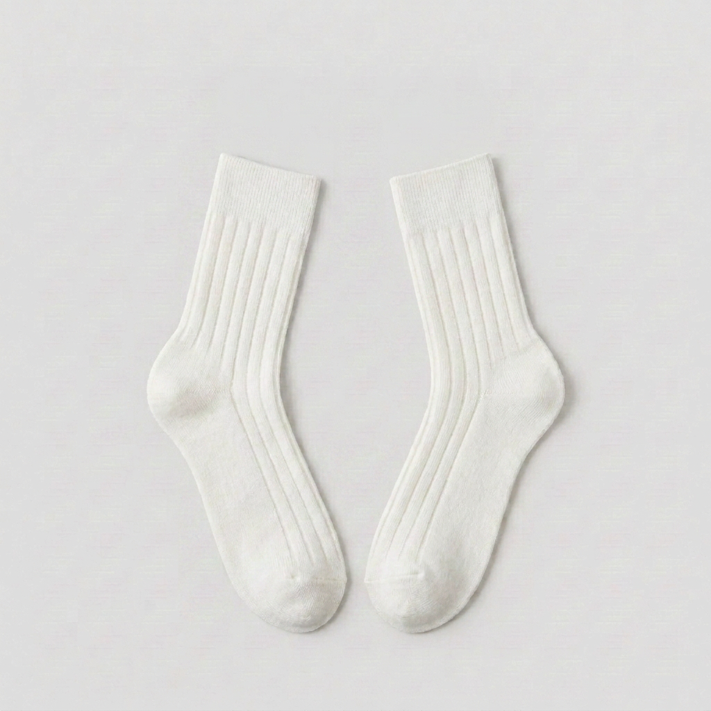 Meias quentes em lã merino Komfort em branco