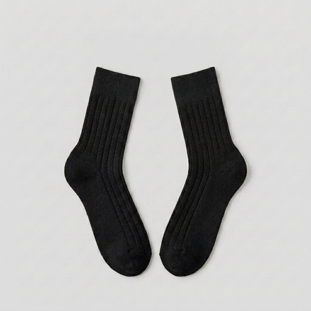Meias quentes em lã merino Komfort em preto