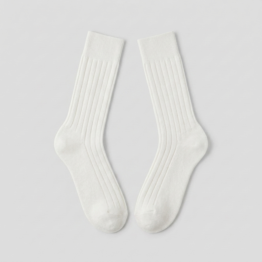 Meias altas em fio de Escócia Komfort em branco